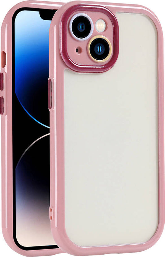 Apple iPhone 14 Kılıf Kamera Korumalı Renkli Kenar ve Çerçeve Tasarımlı Mnc Vitamin Kapak-Mürdüm