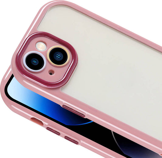 Apple iPhone 14 Kılıf Kamera Korumalı Renkli Kenar ve Çerçeve Tasarımlı Mnc Vitamin Kapak-Mürdüm