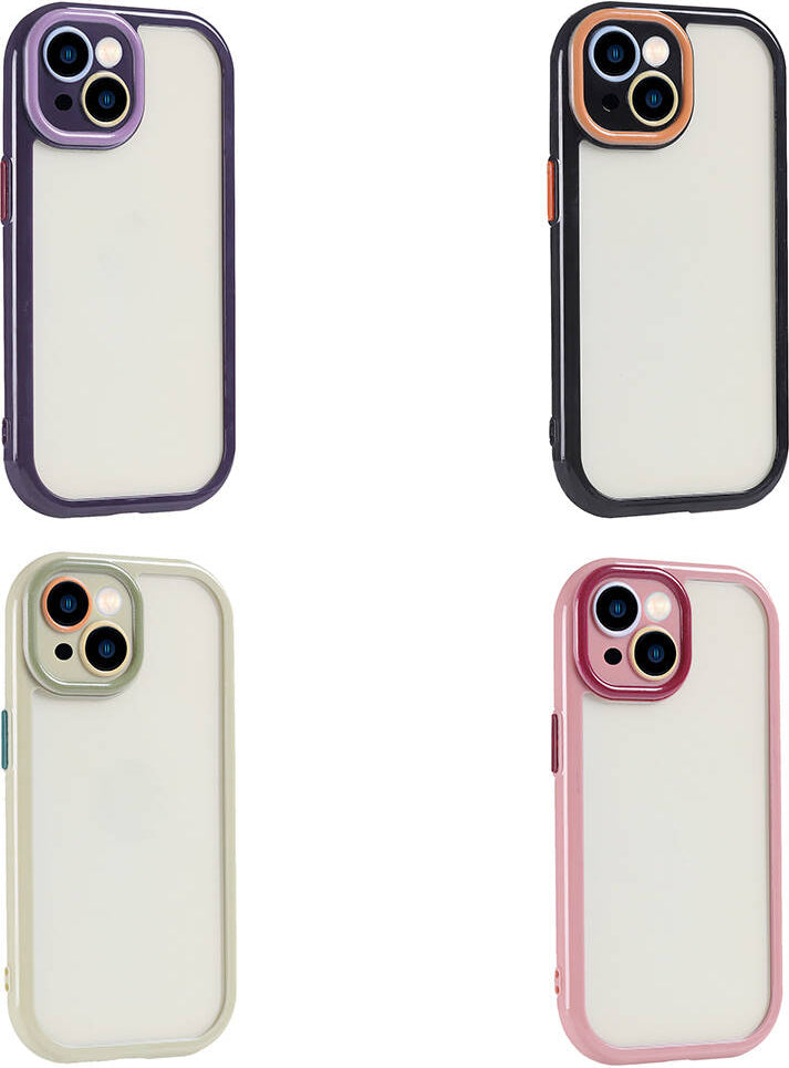 Apple iPhone 14 Kılıf Kamera Korumalı Renkli Kenar ve Çerçeve Tasarımlı Mnc Vitamin Kapak-Mürdüm
