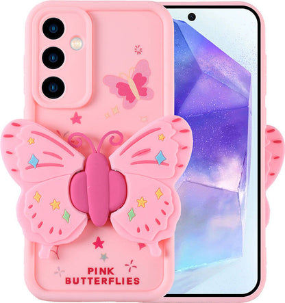 Galaxy A35 Kılıf Kamera Korumalı Figür Tasarımlı Mnc Kapya Kapak-Pembe Açık