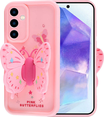 Galaxy A35 Kılıf Kamera Korumalı Figür Tasarımlı Mnc Kapya Kapak-Pembe Açık