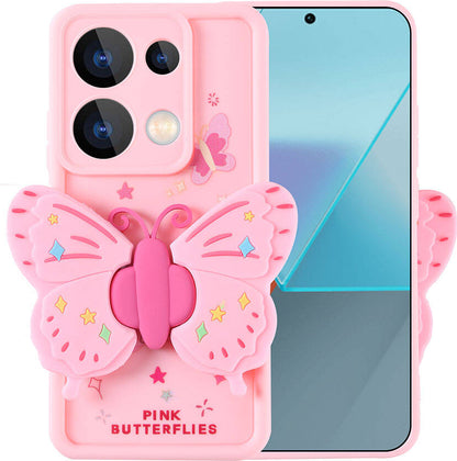Xiaomi Redmi Note 13 Pro 4g Kılıf Kamera Korumalı Figür Tasarımlı Mnc Kapya Kapak-Pembe Açık