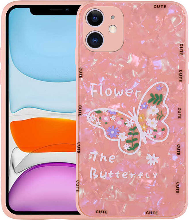 iPhone 12 Uyumlu Desenli Sert Silikon Mnc Mumila Kapak-Lilac Flower