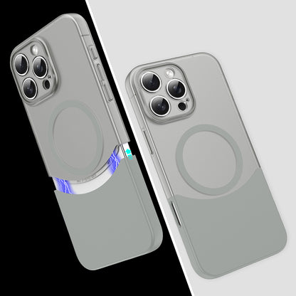 iPhone 16 Pro Kılıf M-Safe Şarj Özellikli Mıknatıslı Mnc Duble Kapak - Gri