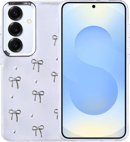 Galaxy S24 Plus Kılıf Airbag Tasarımlı Simli Şeffaf Mnc Kutup Kapak - Kiraz