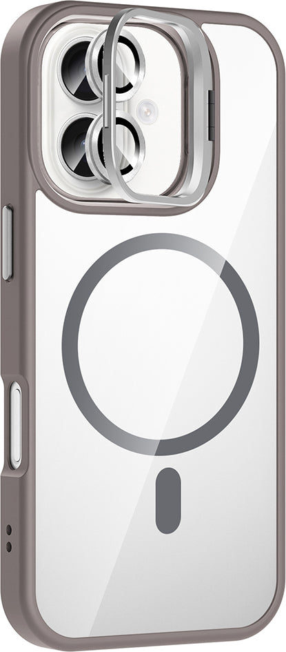 iPhone 16 Plus Kılıf Standlı ve Kamera Lens Hediyeli M-Safe Şarj Özellikli Mnc Etro Kapak - Siyah