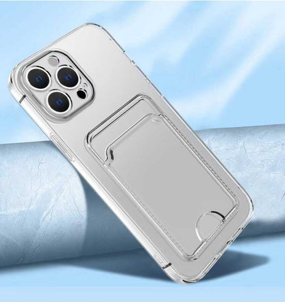 iPhone 12 Pro Max Kılıf Kartlıklı Şeffaf Mnc Setra Clear Silikon Kapak-Renksiz