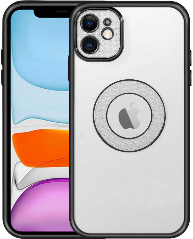 iPhone 12 Kılıf Kamera Korumalı Logo Gösteren Mnc Esta Kapak-Siyah