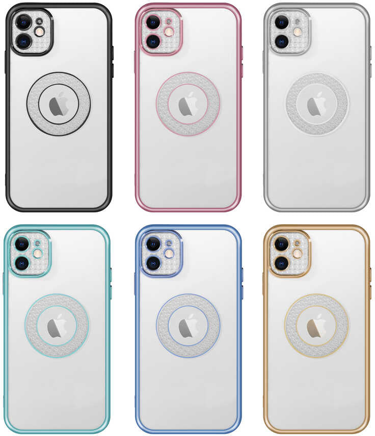 iPhone 12 Kılıf Kamera Korumalı Logo Gösteren Mnc Esta Kapak-Siyah