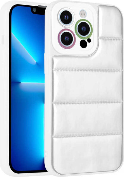 iPhone 13 Pro Uyumlu Kamera Korumalı Airbagli Renkli Mnc Seksek Kapak-Gümüş