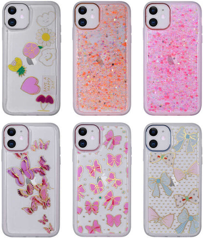 iPhone 11 Kılıf Figürlü Desenli Işıltılı Sert Mnc Sos Kapak-No6