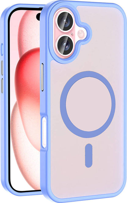 iPhone 16 Plus Kılıf Magsafe Şarj Özellikli Mat Arka Yüzey Mnc Sio Kapak-Lila