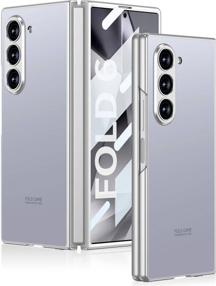 Galaxy Z Fold 6 Kılıf Titanyum Metal Tasarımlı Mnc Kıpta Caz Kapak-Gri