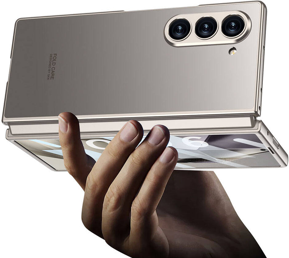 Galaxy Z Fold 6 Kılıf Titanyum Metal Tasarımlı Mnc Kıpta Caz Kapak-Gri