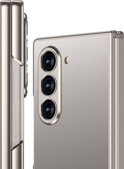 Galaxy Z Fold 6 Kılıf Titanyum Metal Tasarımlı Mnc Kıpta Caz Kapak-Gri