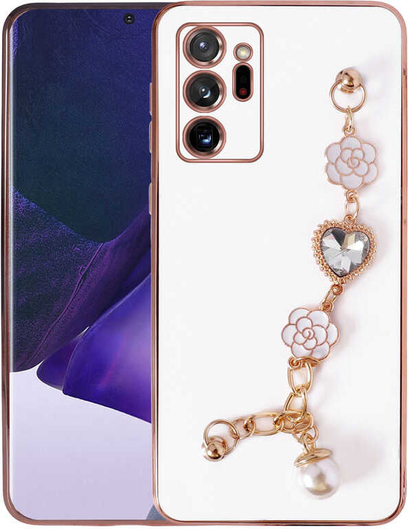 Galaxy Note 20 Ultra Kılıf El Tutamaçlı Kamera Korumalı Mnc Taka Silikon Kapak-Beyaz