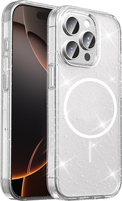 apple iPhone 15 Pro Kılıf M-Safe Şarj Özellikli Parlayan Simli Saydam Renkli Mnc Maris Kapak - Şef