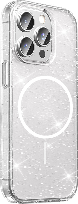apple iPhone 15 Pro Kılıf M-Safe Şarj Özellikli Parlayan Simli Saydam Renkli Mnc Maris Kapak - Şef