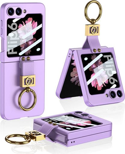 Galaxy Z Flip 6 Kılıf Mnc Z Harfli Yüzüklü Kıpta Kapak-Lila