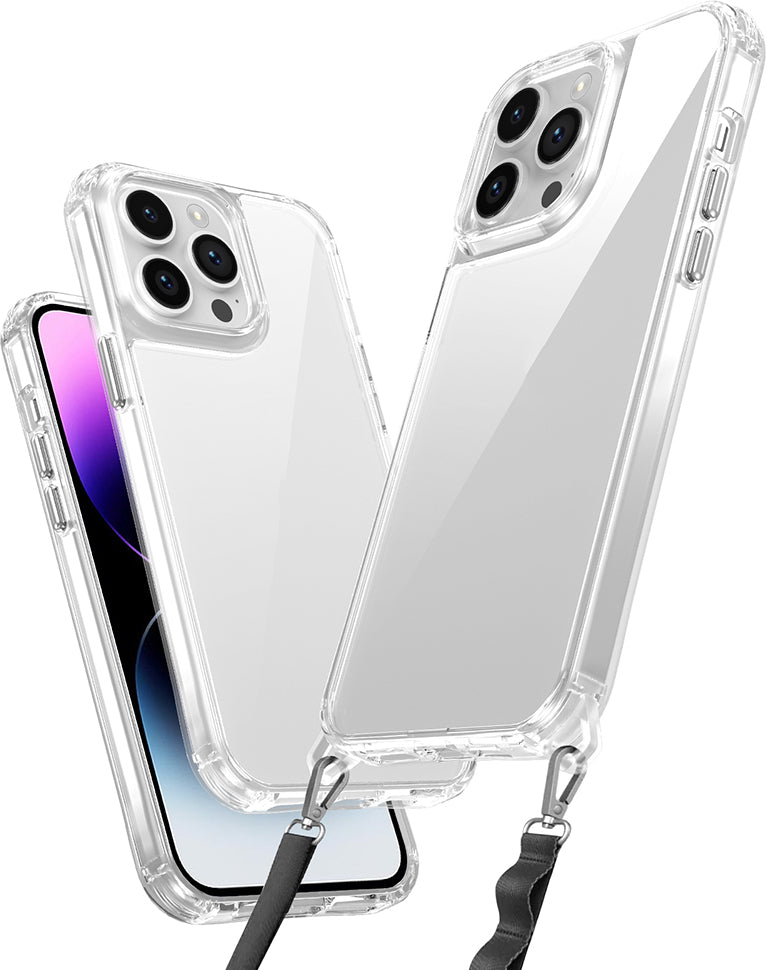 iPhone 14 Pro Kılıf Airbagli Takılabilir Askı Aparatlı Mnc Snap Silikon Kapak-Şeffaf