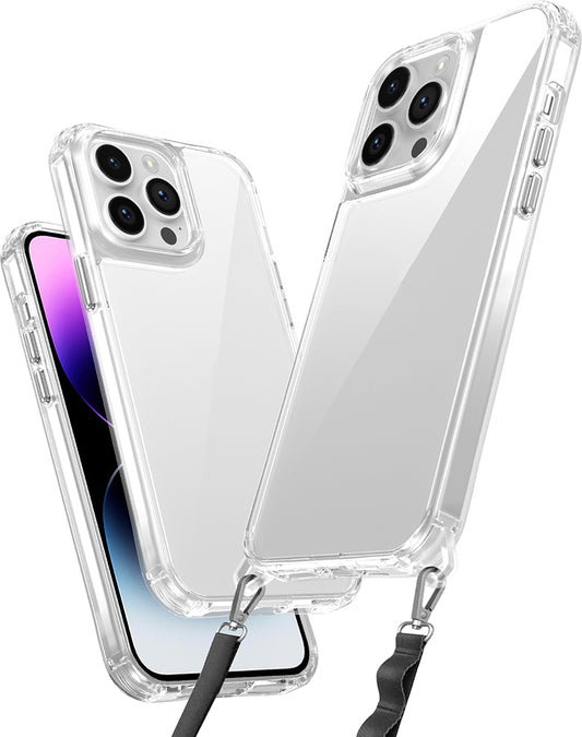 iPhone 14 Pro Kılıf Airbagli Takılabilir Askı Aparatlı Mnc Snap Silikon Kapak-Şeffaf