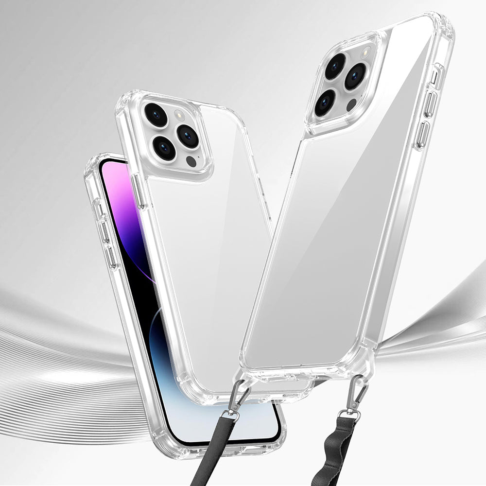 iPhone 14 Pro Kılıf Airbagli Takılabilir Askı Aparatlı Mnc Snap Silikon Kapak-Şeffaf
