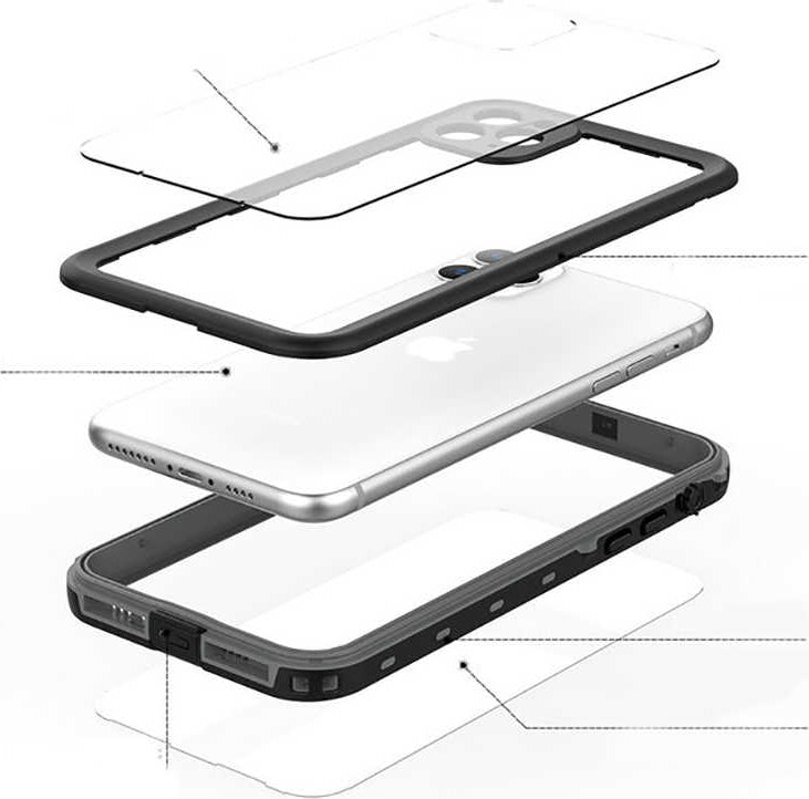 iPhone 12 Uyumlu 1-1 Su Geçirmez Kılıf-Siyah