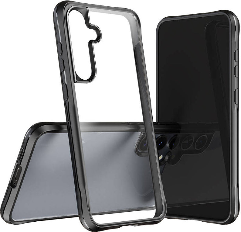 Galaxy S24 Plus Kılıf Şeffaf Sert Pc Arka Yüzey Tasarımlı Mnc Edo Kapak-Siyah
