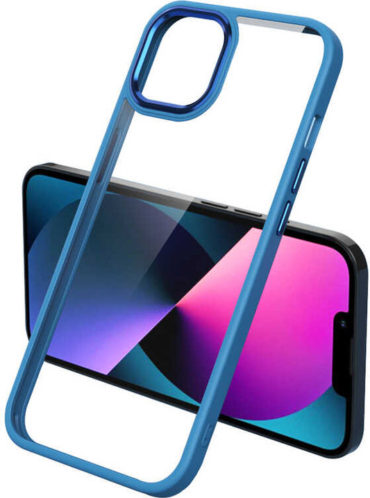 iPhone 12 Pro Kılıf Mnc Krom Kapak-Mavi