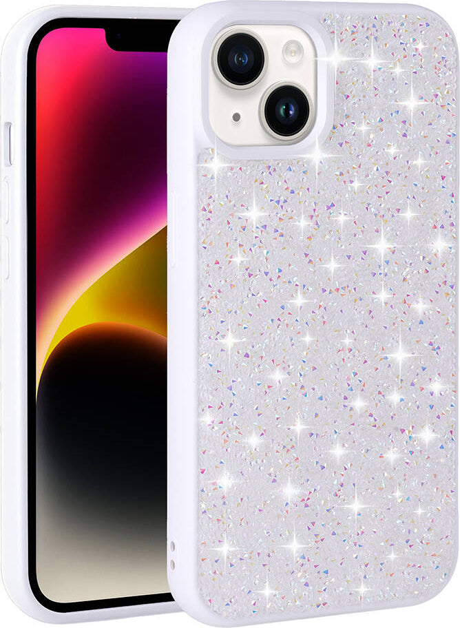 Apple iPhone 13 Kılıf Parlak Taşlı Tasarım Mnc Pırlanta Kapak-Gri