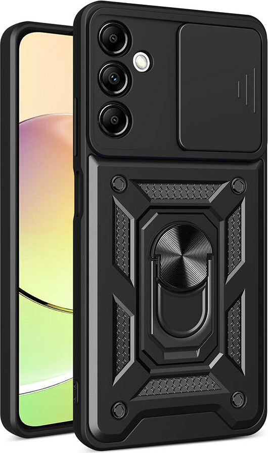 Galaxy A14 Kılıf Magnetik Standlı Kamera Korumalı Mnc Sürgülü Vega Kapak-Siyah
