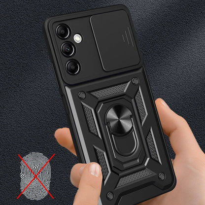 Galaxy A14 Kılıf Magnetik Standlı Kamera Korumalı Mnc Sürgülü Vega Kapak-Siyah