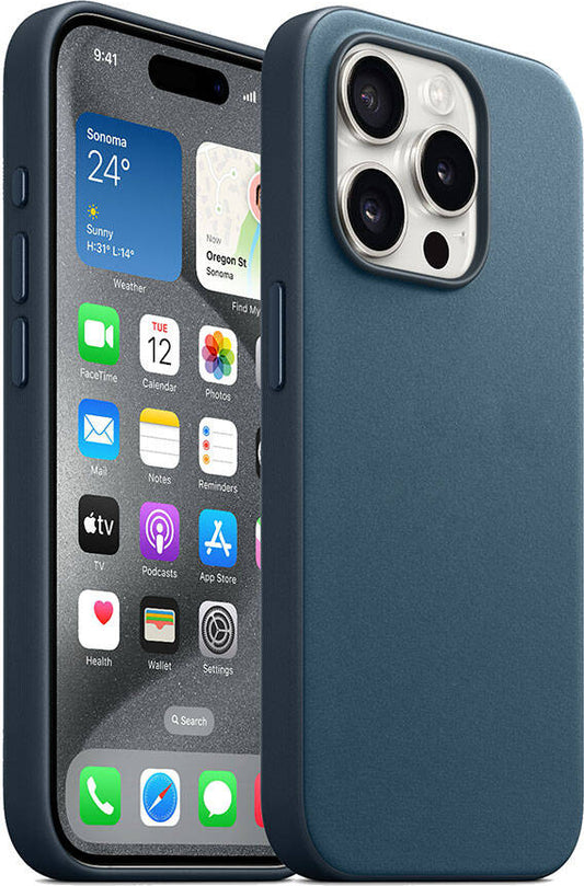 Apple iPhone 15 Pro Kılıf Mnc Magsafe Şarj Özellikli Mikro Fiber Optimal Kapak-Mavi