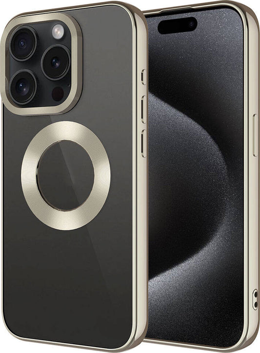 iPhone 15 Pro Max Uyumlu Tek Kamera Çerçeveli Logo Gösteren Mnc Omega Kapak-Titanyum