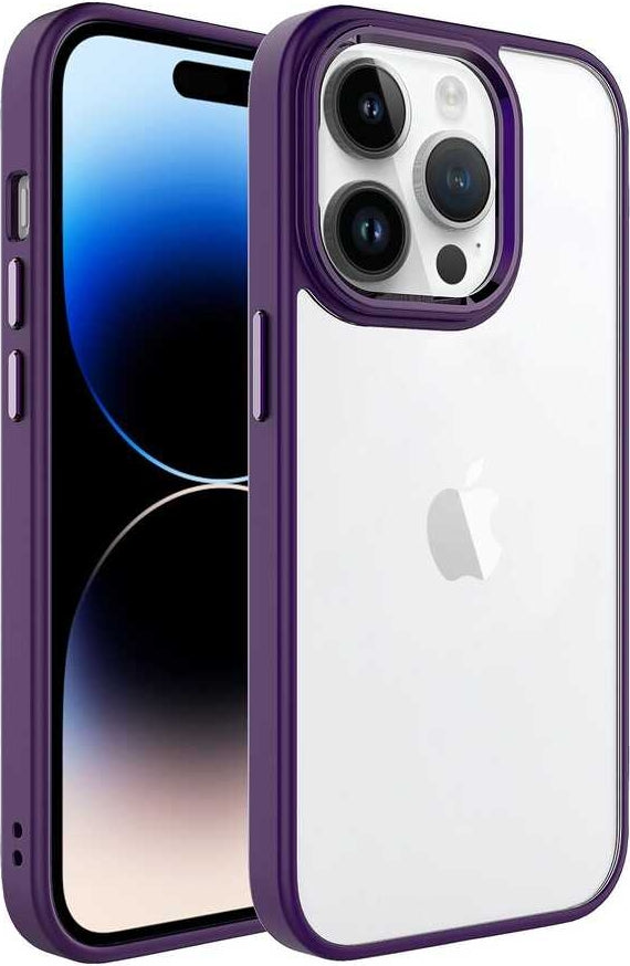 iPhone 14 Pro Kılıf Mnc Krom Kapak-Derin Mor