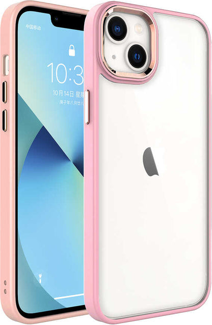 iPhone 14 Plus Kılıf Mnc Krom Kapak-Pembe Açık