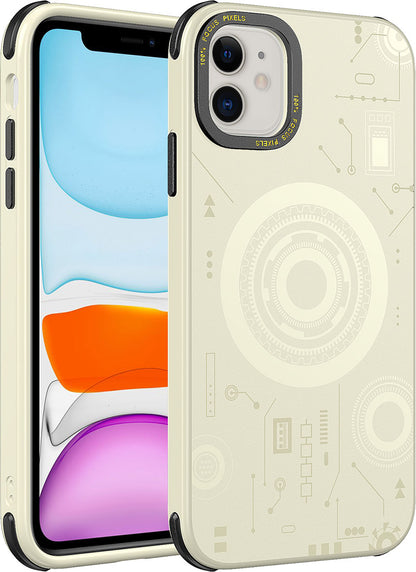 iPhone 11 Uyumlu Mnc Wireless Şarj Özellikli Desenli Hot Kapak-Lacivert