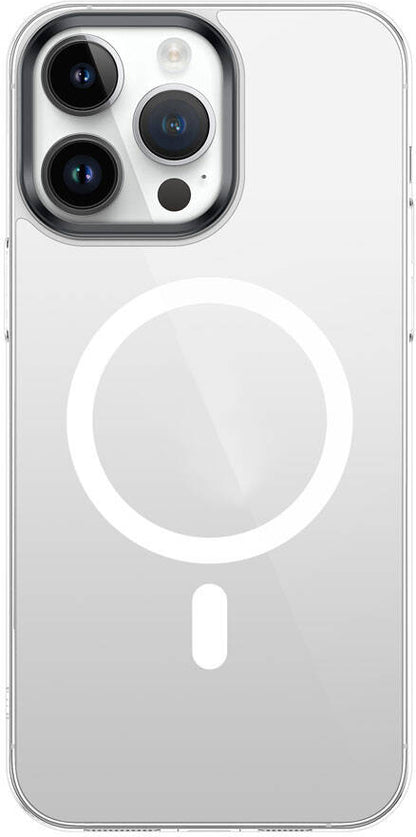 iPhone 15 Pro Uyumlu Mnc Wireless Şarj Özellikli Şeffaf G-Glass Kapak-Titanyum