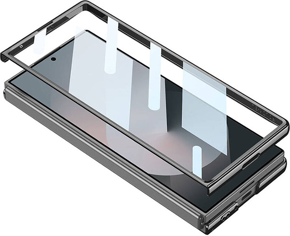 Galaxy Z Fold 6 Kılıf Ultra Ince Kamera Korumalı Pc + Deri Arka Yüzey Mnc X-Pro Kapak-Siyah