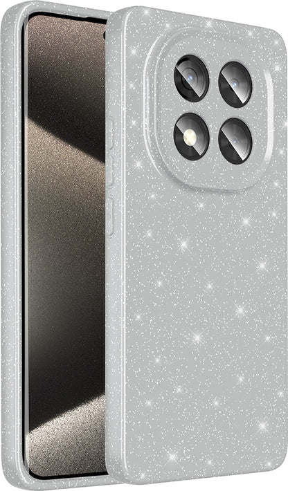 Redmi Note 14 Pro Plus Kılıf Kamera Korumalı Simli Lüks Mnc Koton Kapak - Gümüş