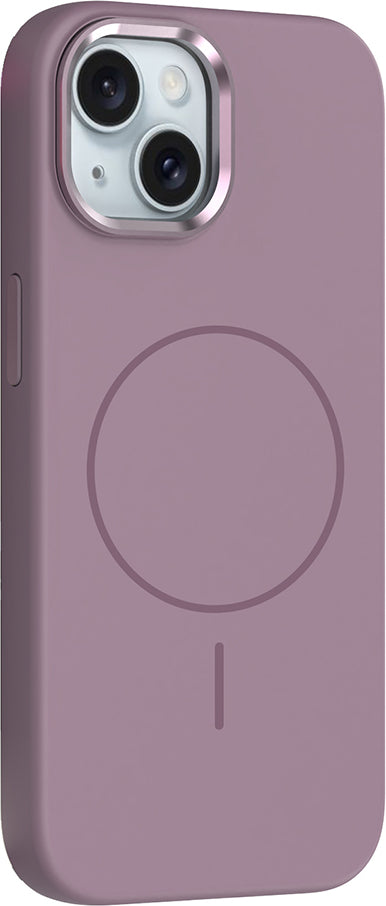 iPhone 14 Kılıf M-Safe Şarj Özellikli Metal Kamera Çerçeveli Mnc Edi Silikon Kapak - Mor