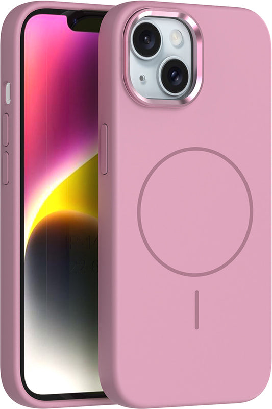 iPhone 14 Kılıf M-Safe Şarj Özellikli Metal Kamera Çerçeveli Mnc Edi Silikon Kapak - Mor
