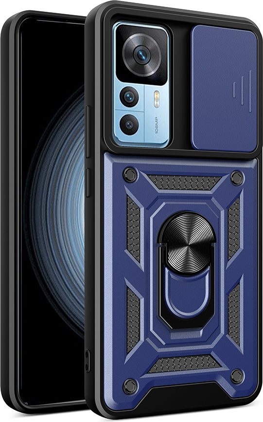 Mi 12T Pro Kılıf Magnetik Standlı Kamera Korumalı Mnc Sürgülü Vega Kapak - Mavi