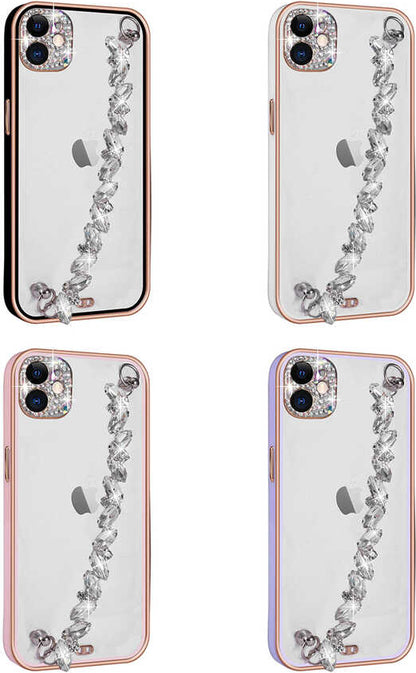 iPhone 11 Uyumlu Taş Süslemeli Kamera Korumalı El Tutamaçlı Mnc Blazer Kapak-Siyah