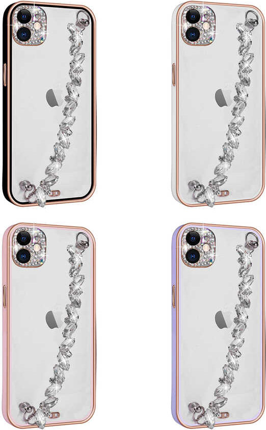 iPhone 11 Uyumlu Taş Süslemeli Kamera Korumalı El Tutamaçlı Mnc Blazer Kapak-Siyah