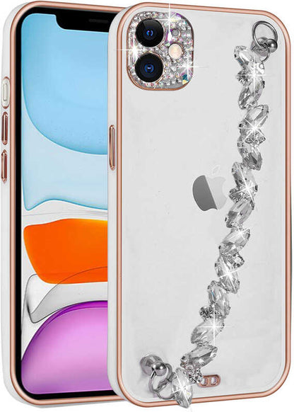 iPhone 11 Uyumlu Taş Süslemeli Kamera Korumalı El Tutamaçlı Mnc Blazer Kapak-Siyah