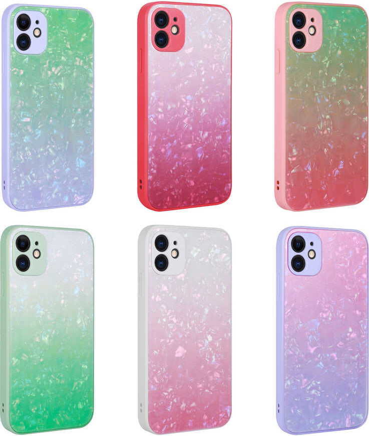 iPhone 11 Kılıf Renk Geçişli Mermer Desenli Sert Silikon Mnc Granit Kapak-No5