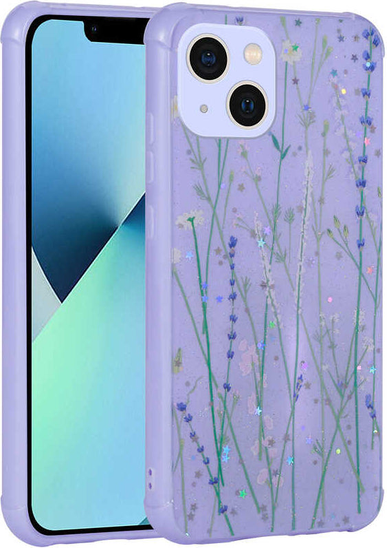 iPhone 13 Uyumlu Simli Desenli Kamera Korumalı Parlak Mnc Popy Kapak-Dallar