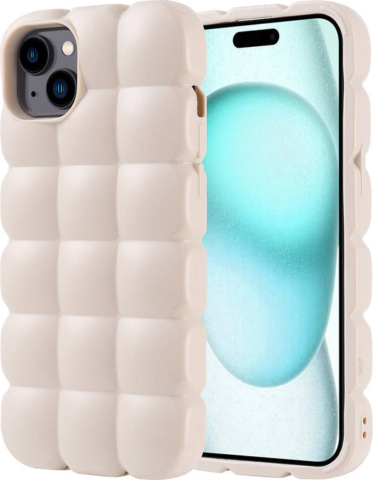 Apple iPhone 15 Plus Kılıf Parlak Esnek Silikon Mnc Dom Dom Kapak-Beyaz