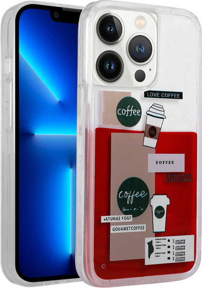 iPhone 13 Pro Kılıf Desenli Sıvılı Mnc Drink Silikon Kapak-No1